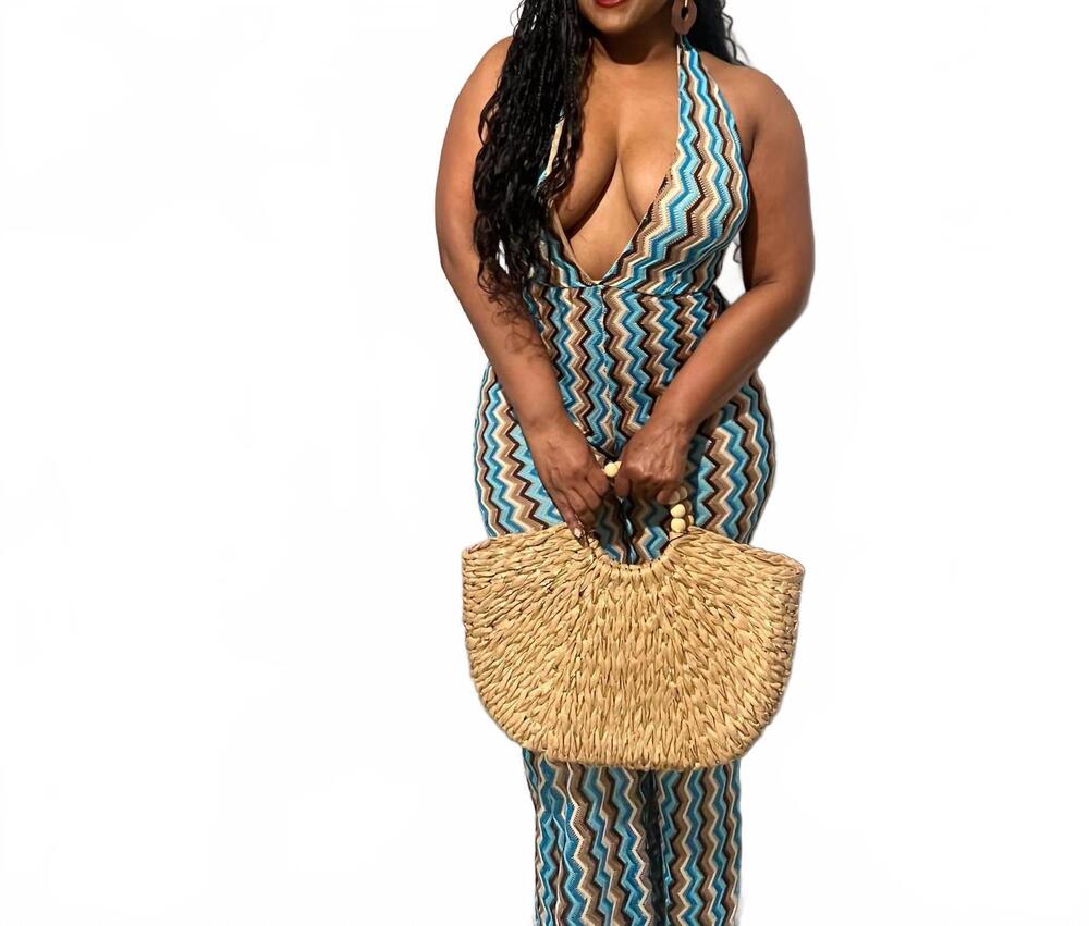 NEW THE SANG foxxy threads jumpsuit in blue